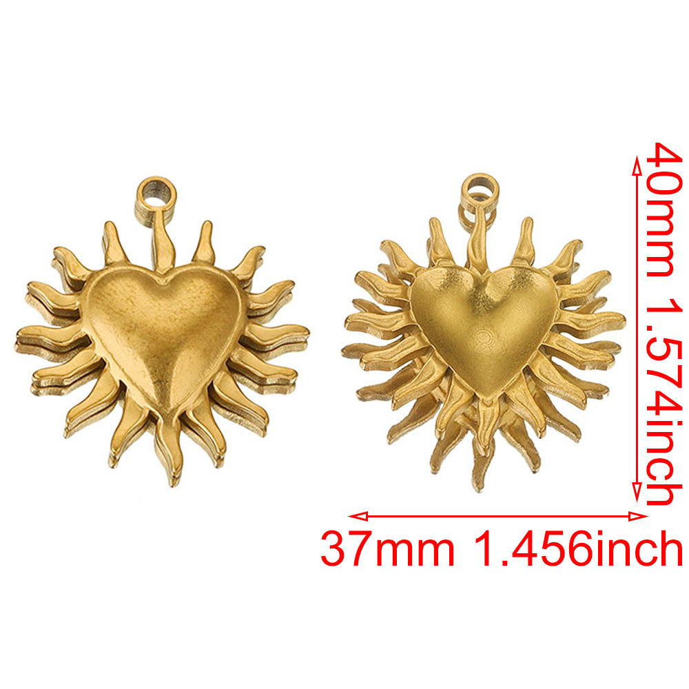 Gold color / 1 Piece Classic Retro Style Heart Shape Stainless Steel  Gold Color Women's Pendant Picture12